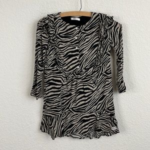 Anine Bing Kids Ruffle Zebra Long Sleve Dress